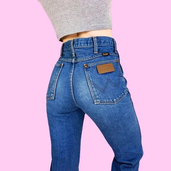 Vintage 90's WRANGLER Jeans High Waist Dark Wash Straight Leg Denim - Picture 3 of 12